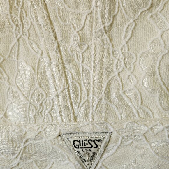 Vintage Guess By Marciano Set, Crop Jacket Jeans With Lace Embroidered Size M 31 - Picture 2 of 9